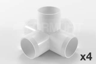way Cross PVC Fitting Connector   4 Pack   Furniture Grade  
