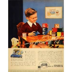  1939 Ad Safety Blocks Boy Nursery Fischer Oldsmobile GM 