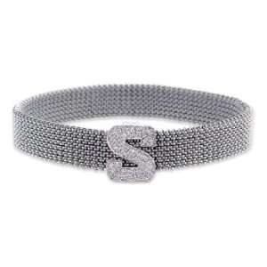  Diamond Clip On letter Initial S with Stretch Mesh 