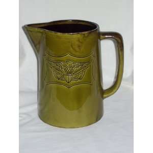  Vintage Green Holiday Designs Eagle Pottery Pitcher 