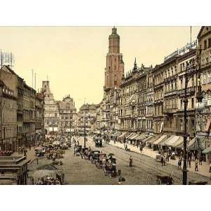  Travel Poster   Market place from the East Breslau Silesia Germany 