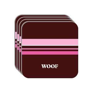 Personal Name Gift   WOOF Set of 4 Mini Mousepad Coasters (pink 