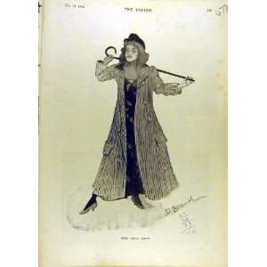  1896 Portrait Sketch Julia Kent Fashion Old Print