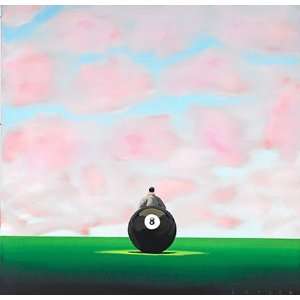 Robert Deyber   Behind the Eight Ball Hand Crafted Stone Lithograph 