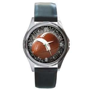  football shattered Round Leather Watch CC0215 Everything 