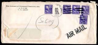 US APO 331 Okinawa 1950 Airmail Cover with 3c Prexies  
