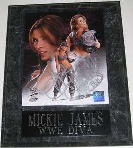 WWE MICKIE JAMES SIGNED PLAQUE WITH COA AND PROOF  