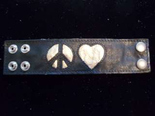 Peace Sign Cross Leather Wristband Cuff Money Bracelet  