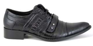 BUCKLE OXFORD LACE UP LEATHER BLACK MEN DRESS SHOES ITALIAN STYLE 