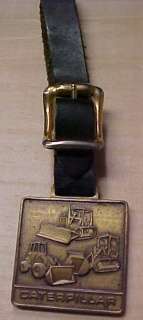 Brass Watch Fob w/Strap Cleveland Bros Caterpillar  