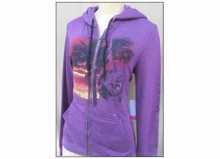 NEW ROXY Junior Womens Purple Hoodie Sweater w/ Sunset Graphic MEDIUM 