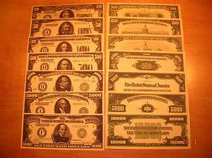   7pc Lime Green Seal Set Redeemable in Gold US Paper Money Copy  