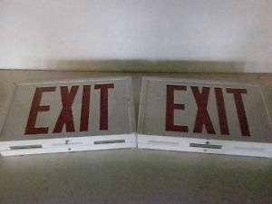 Lot of 2 Metal Exit Sign Cases w/ One Light Kit  
