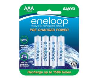 Sanyo eneloop SEC HR4U4BPN Battery AAA NiMH 800 mAh 4 pack 