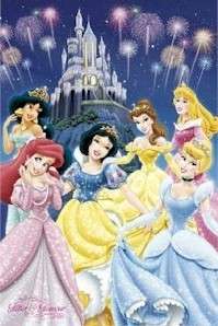 DISNEY POSTER ~ PRINCESS GLITTER Ariel Cinderella Belle  