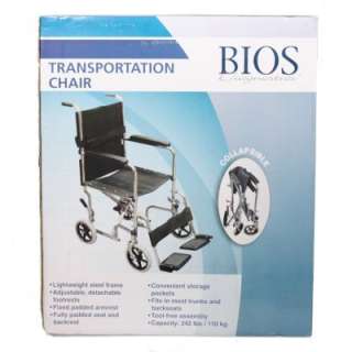  Steel Frame Transport Chair Collapsible Adjustable Wheel Padded  