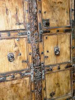 18c Antique Doors Frame India Hand Carved temple Door 77x40  