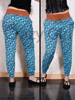 New Womens Leggings Ali Baba Belt Floral Printed Harem Trouser Size S 