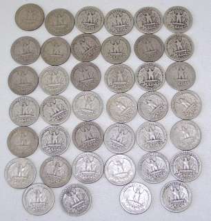 Roll of (40) Silver Washington Quarters Mixed Dates 30s,40s,50s no 60s 