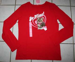 NEW Girls Target Red BE MINE Kitten Tee ~Size Large 10/12 or XL 14/16 