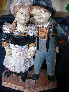 Hand Painted and Carved From Wood Made in France Bretagne Couple SIC 