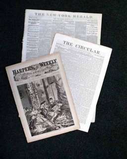 1861 Unique Civil War 3 Newspaper Set w/ Prints & News  