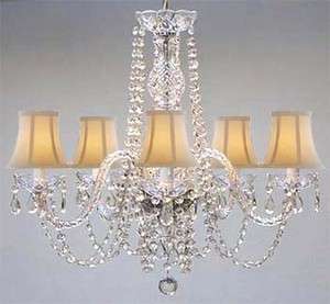 New AUTHENTIC ALL CRYSTAL CHANDELIER WITH SHADES  
