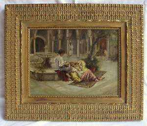 19th C. Orientalist Harem Scene O/C by M. K. Gorge L.A.  