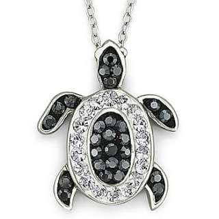 Crystal Pendant, Black & White Turtle   jewelry + watches 
