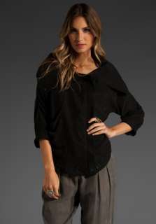 JUMA Cowl Collar Drop Front Jacket in Black  