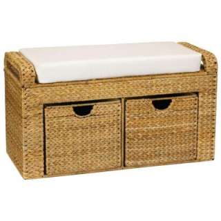   Essentials Banana LeafNatural Storage Seat with cushion and 2 drawers