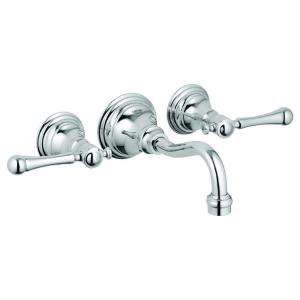 GROHE Bridgeford Wall Mount 2 Handle Low Arc Bathroom Faucet in 