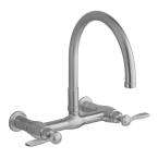 Parq Wall Mount 2 Handle Low Arc Kitchen Faucet in Vibrant Stainless 