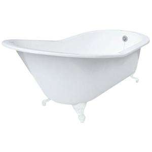   Grand Slipper Cast Iron Clawfoot Tub with Tub Rim Holes in White