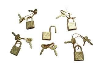 50) NEW Small Metal Padlock Mini Brass Box Lock w/ Key  