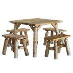 Cedar 5 Piece Tall Parquet Patio Table Set