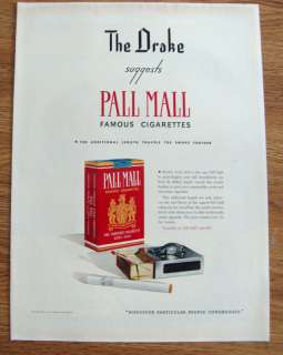 1940 Pall Mall Cigarette Ad James E Pepper Whiskey Ad  