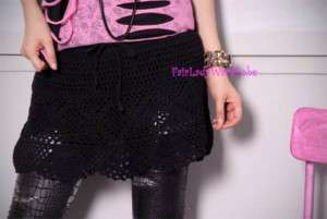 Japan Safety Shorts Crochet Lace Mini Skirt Black  