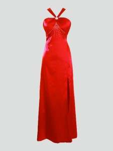 Stunning Soft Satin Beaded Ball Gown/Evening Dress Red  