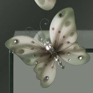Deko   Schmetterling (Nylon * Olivgruen/braun/grau * L x H 8 x 6 cm 