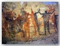 Petroglyph 4 Pictograph 24x18 Mural Stone Tile Art  