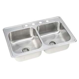   in. 4 Hole Double Bowl Kitchen Sink NLBW33224 