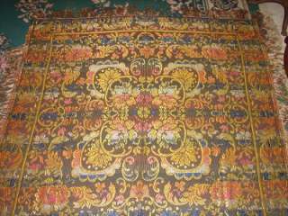 ANTIQUE BEAUTIFUL SILK/SATIN FLORAL FLOWER WALL HANGING/THROW TAPESTRY 