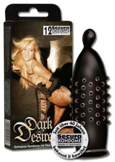 Secura Dark Desire 12 Kondome Schwarz mit Noppen Kondom  