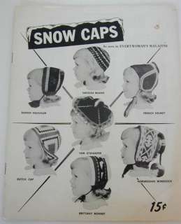 50s Knitting Crochet Pattern Booklet Girls Snow Caps  