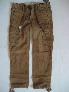 Abercrombie A&F Mens Military Cargo Pants Sz 28 30 32 34 Dark Khaki 