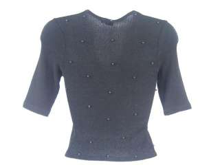 WILLIAM B Black Embellished Cardigan Shirt Top Size S  