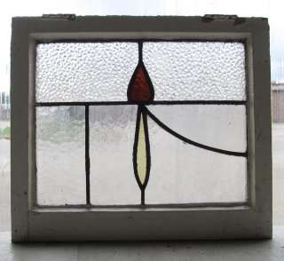 Pair of Antique Stained Glass Windows Simple Art Deco Swag  