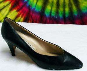 vtg 80s black leather FRANCESCA MORI pumps shoes  