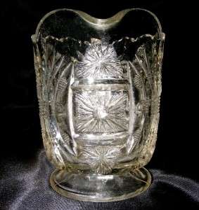   Crystal Clear Pressed Glass Wheat & Sunburst Design Pedestal CREAMER